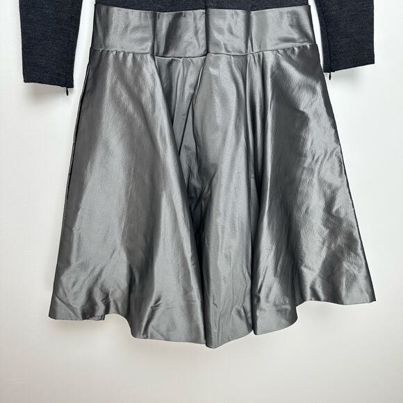 Rickie Freeman Teri Jon Wool Fit and Flare Bow Taffeta Dress | Gray Silver |SZ 2 - Picture 7 of 10